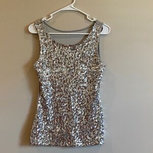Silver Sequin Sleeveless Top